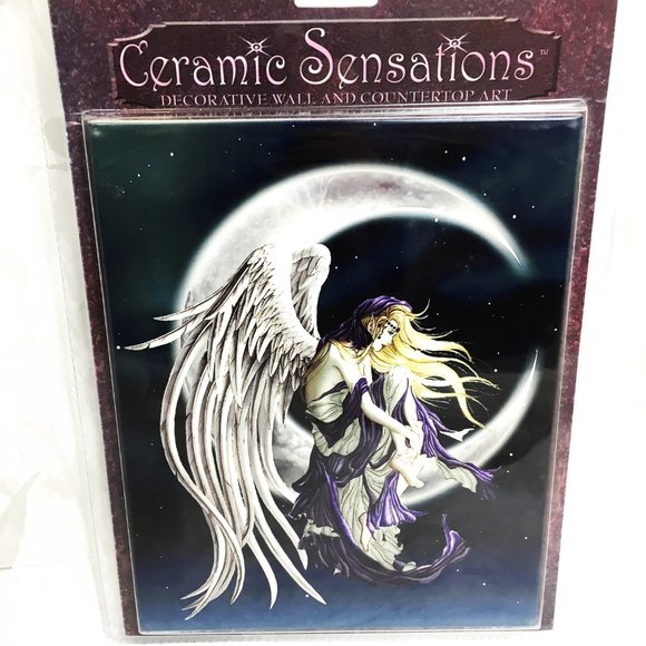 NENE THOMAS  Moondreamer Angel sitting on Moon Ceramic Wall Art VTG NOS - Picture 12 of 14